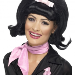 1950s Flicked Beehive Bob Black Wig