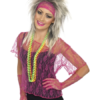 80s Lace Net Hot Pink Top Womans Costume