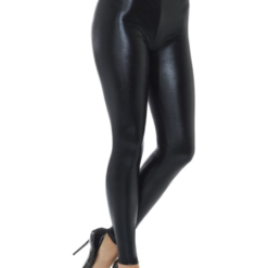 80s Metallic Disco Black Leggings