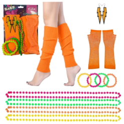 80s Neon Orange Accessories Set