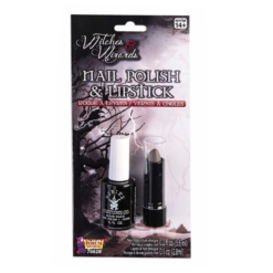Lipstick And Black Nail Polish Set