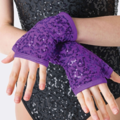 Sequin Fingerless Glove Adult Purple Studio 7